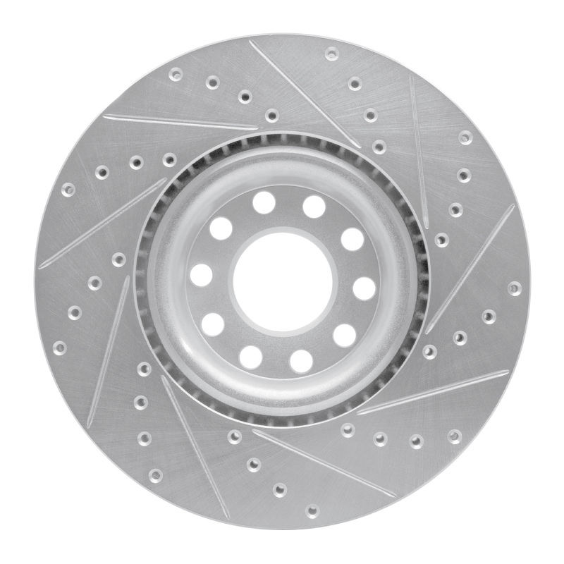Audi A6 Brake Rotor (1) - Front Left - R1 Concepts - Drilled & Slotted - Silver - `99-`04